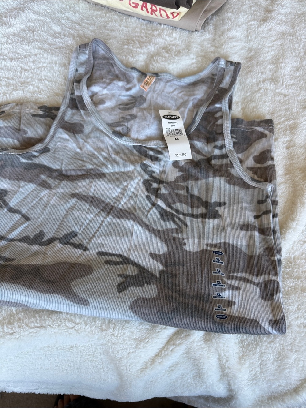 Old Navy Gray Camo Ribbed Tank Top